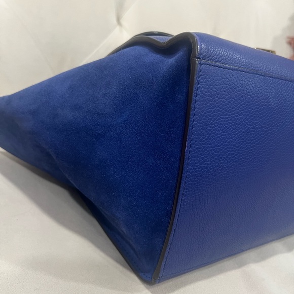 Celine Calfskin Suede Small Trapeze Indigo - Picture 6 of 11